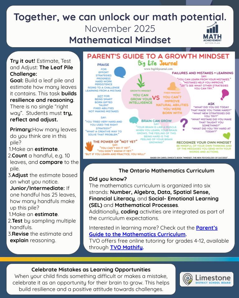 November Newsletter Math Insert