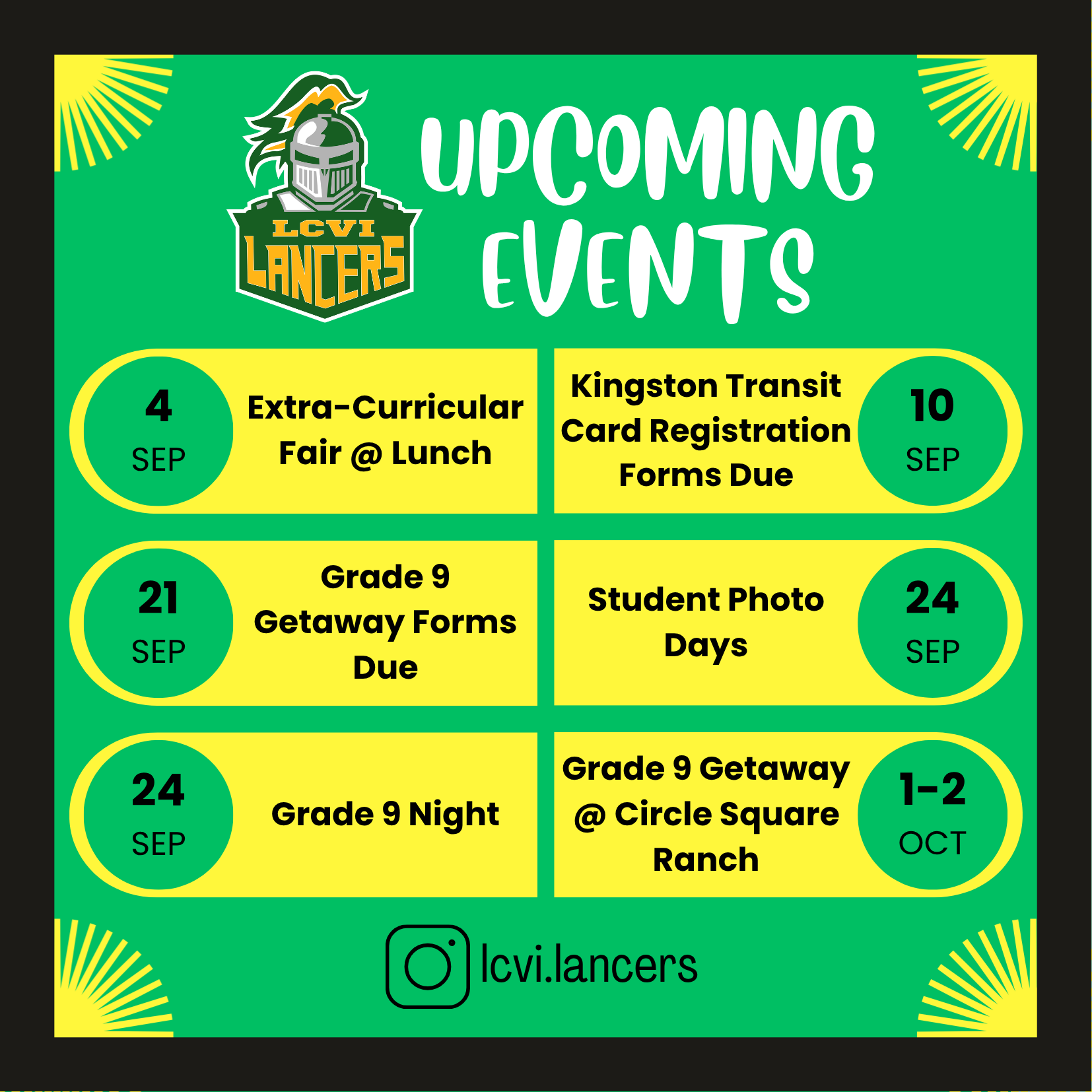 Grade 9 Upcoming Events
