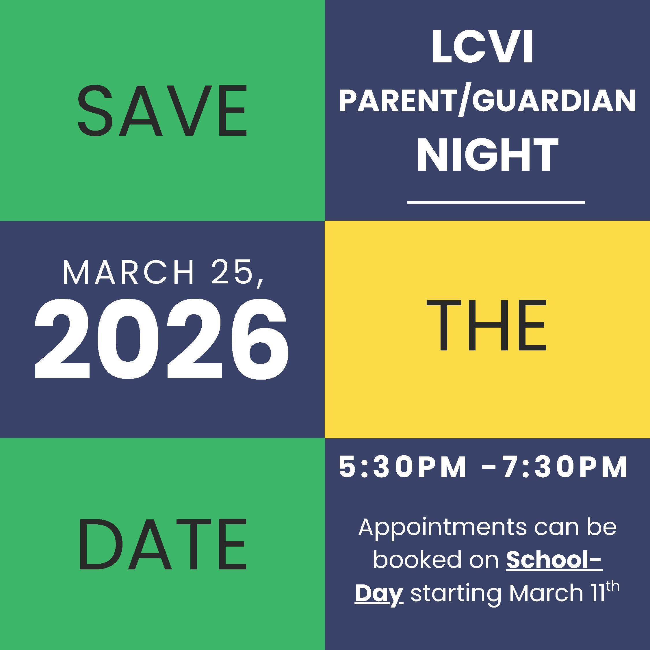Save The Date Parent Guardian Night 2026